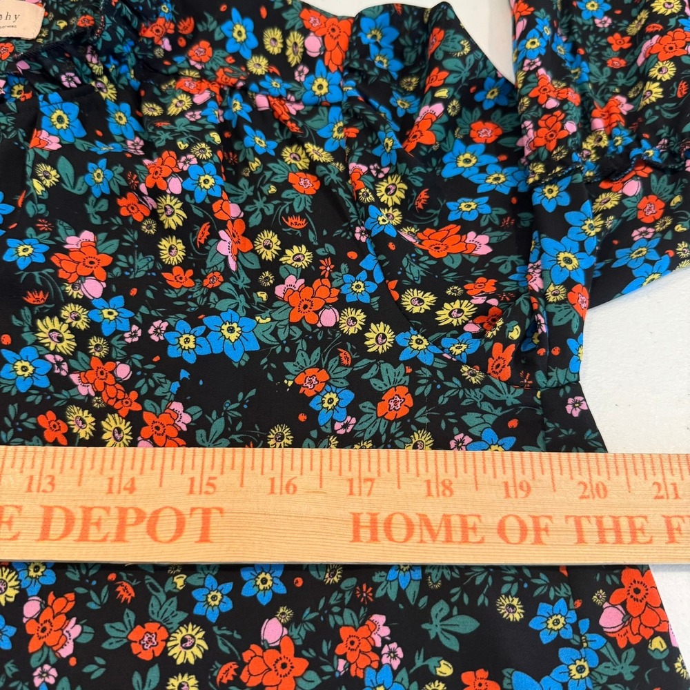 Philosophy Republic Clothing Womens Small Floral Blouse Multi Color Ruffle Top - Picture 4 of 7